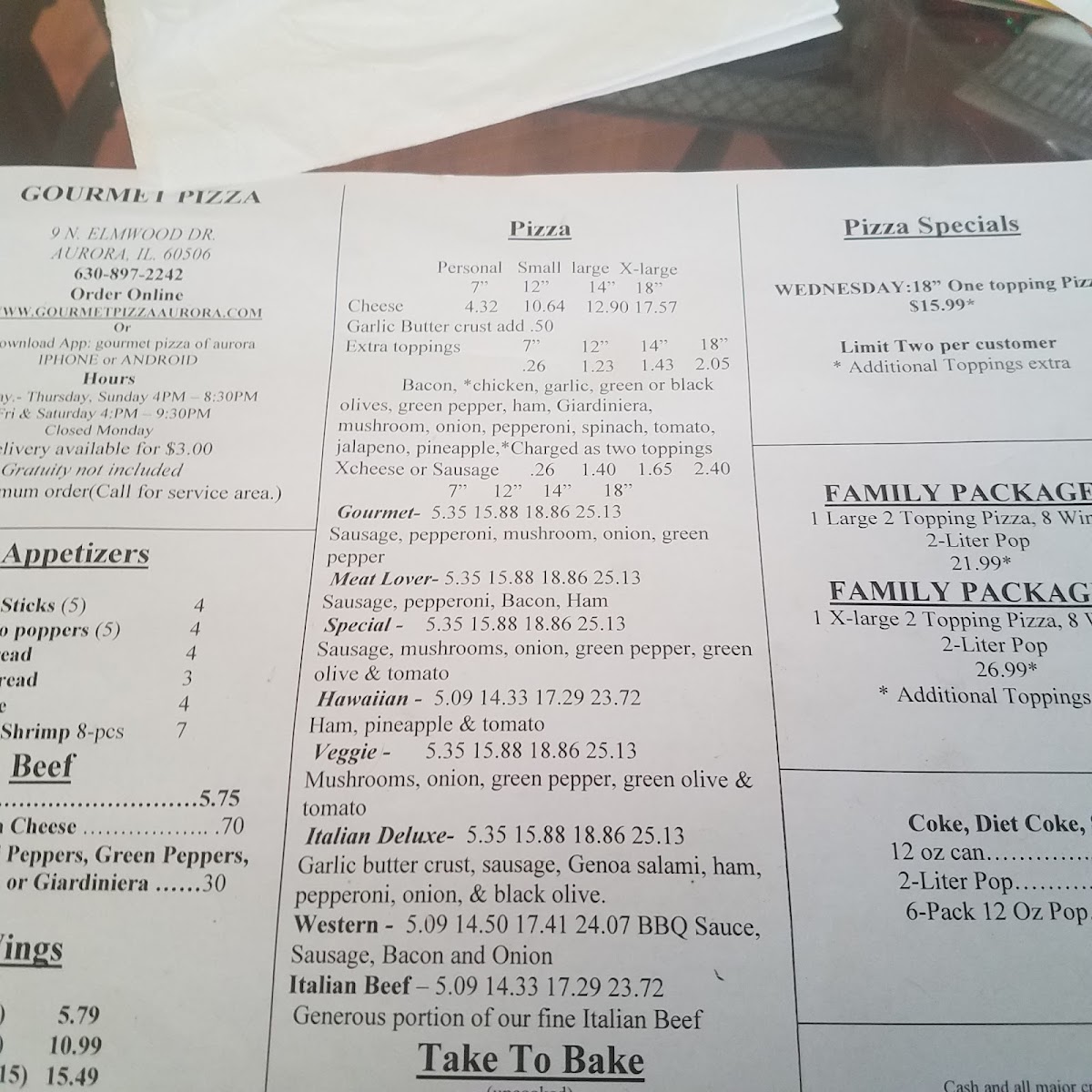 Menu Gourmet Pizza Corporation-2